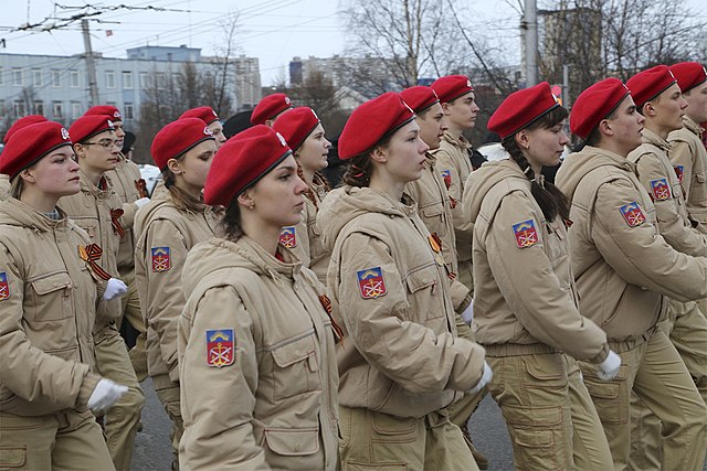 Russian girls in Putin's Young Army in Murmansk, 2018